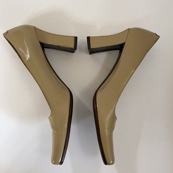 Via Spiga Neutral Tan Color Square Toe Pump Heels - Picture 4 of 9